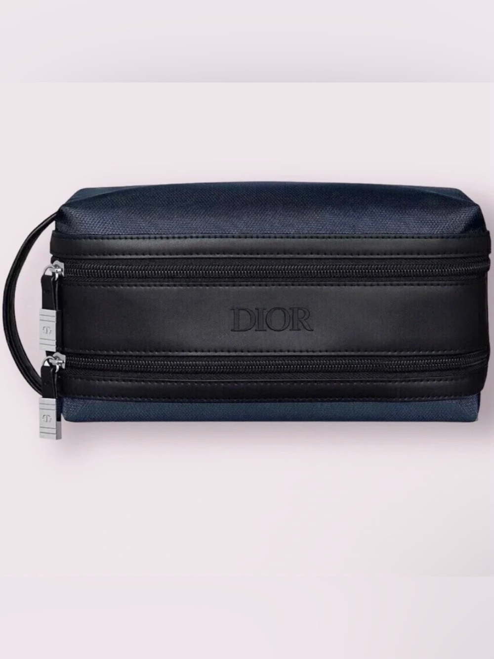 Navy/Black Dior Beauty Dual-Compartmented Cosmetic Makeup Toiletry Bag NIB